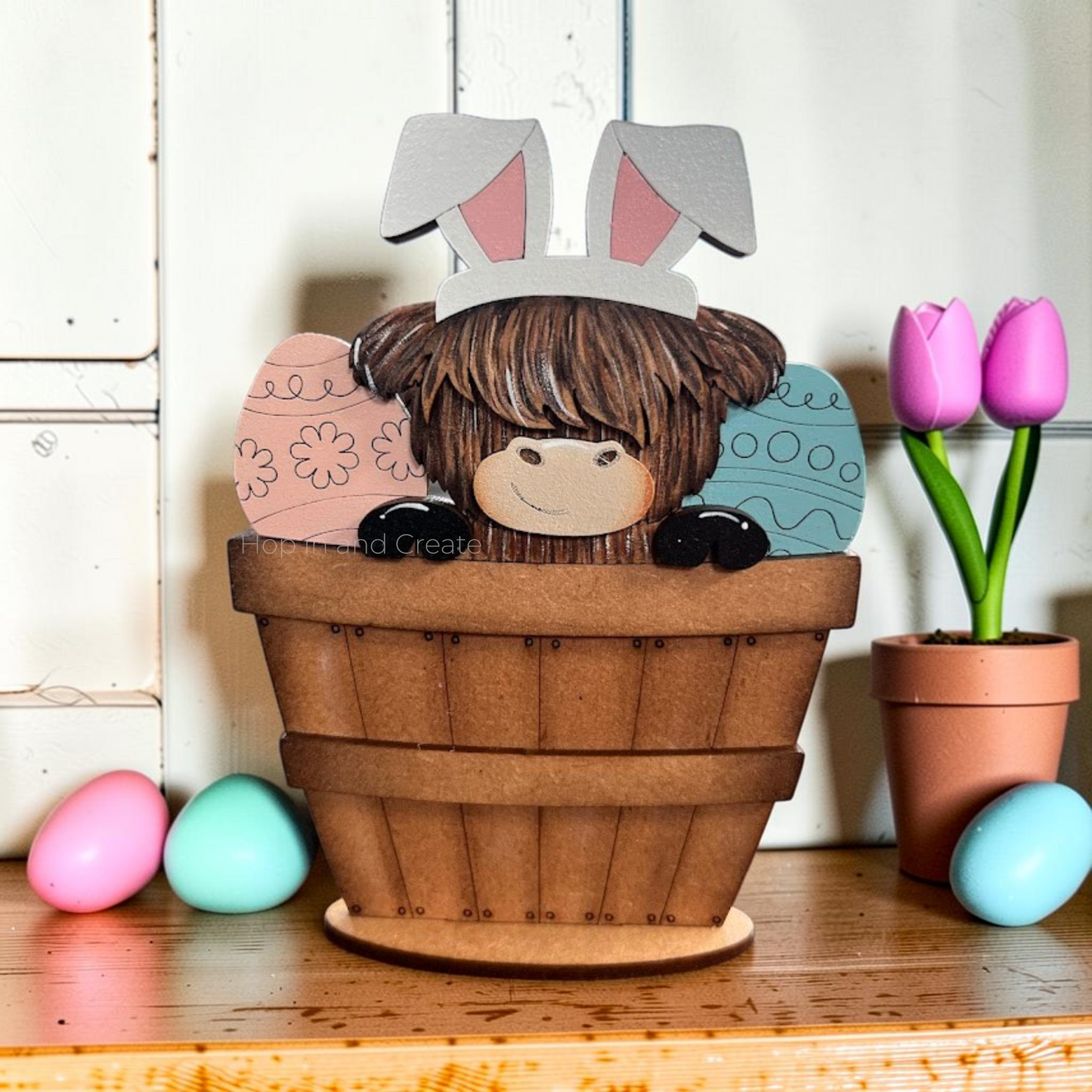 Highland Cow Easter Egg Mini Basket Insert | Interchangeable Basket Insert