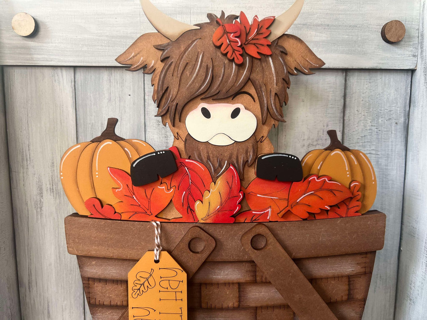 Highland Cow Fall Basket Insert – Full Size | Interchangeable Fall Decor