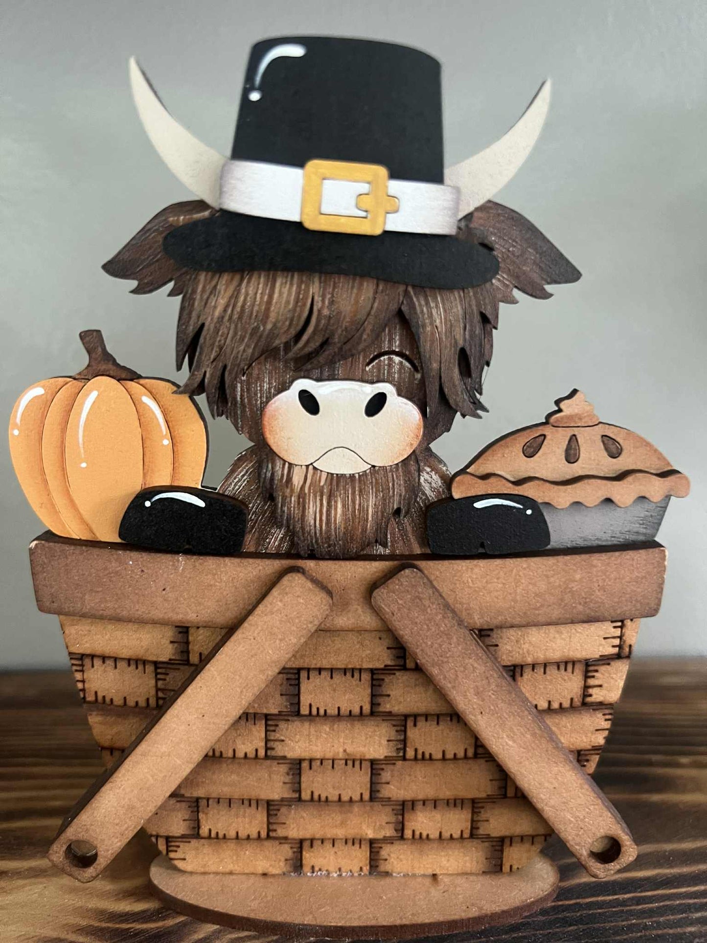 highland cow thanksgiving mini basket insert