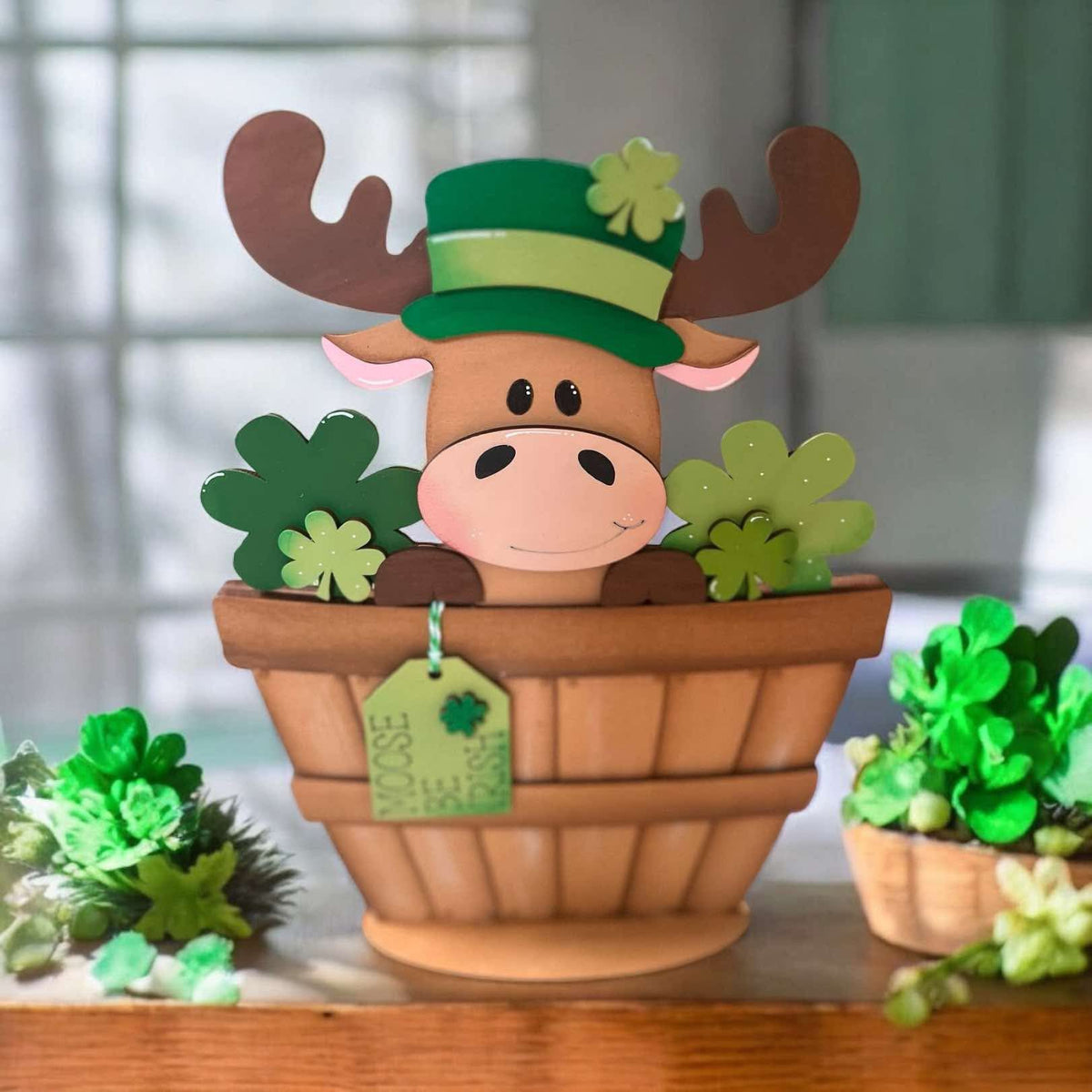 St. Patrick’s Moose 1 Basket Insert – Full Size | Interchangeable St. Patrick's Decor
