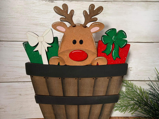 Reindeer presents Basket Insert – Full Size | Interchangeable Christmas Decor