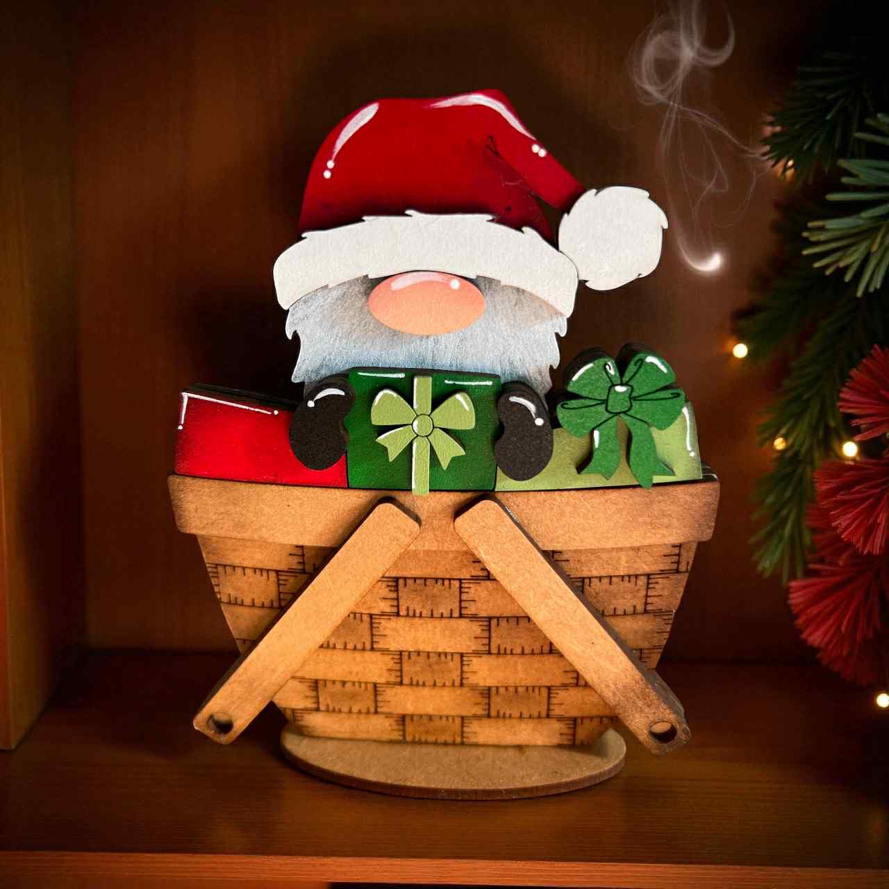 Santa Gnome Christmas Mini Basket Insert