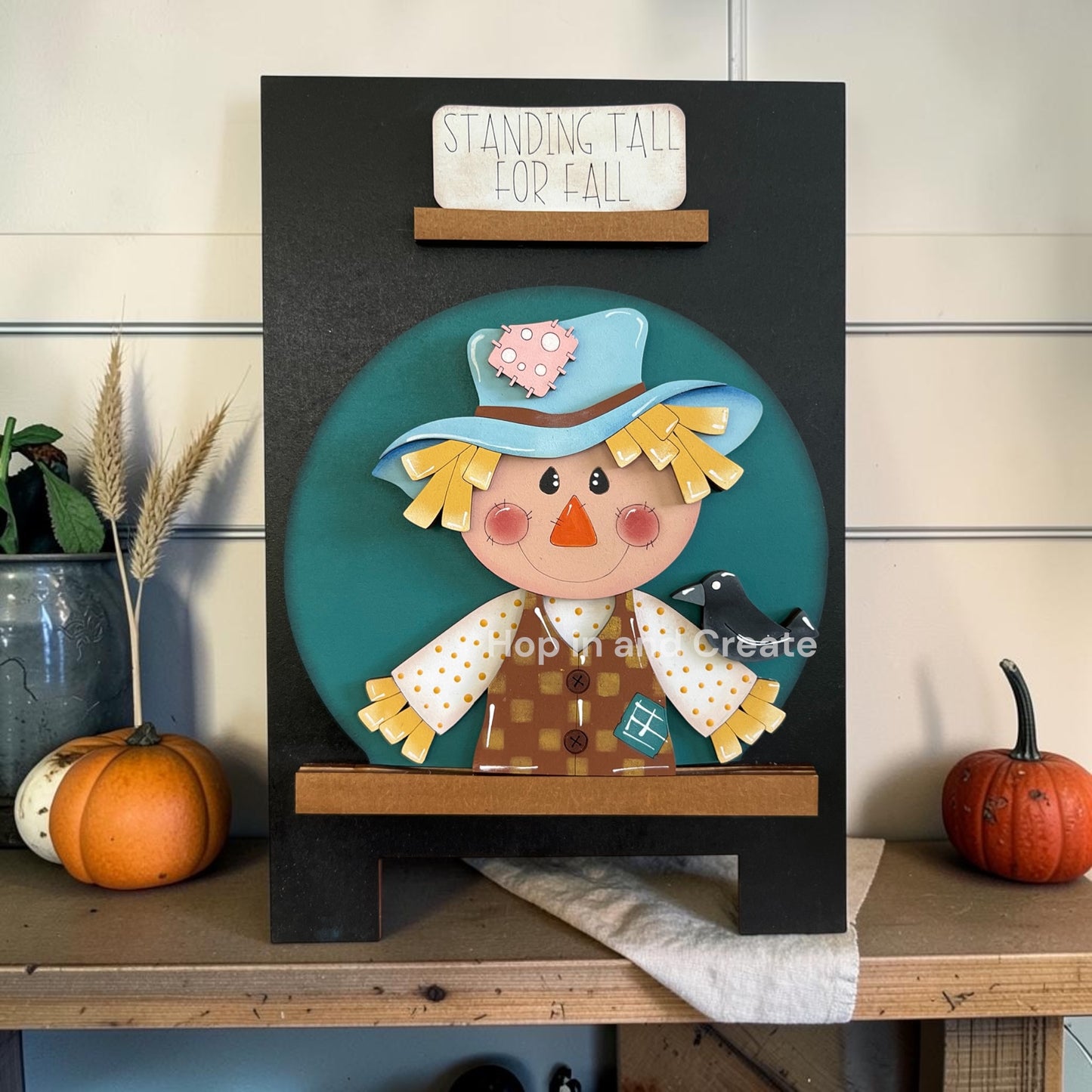 Scarecrow Easel Globe Insert | Fall Interchangeable Decor