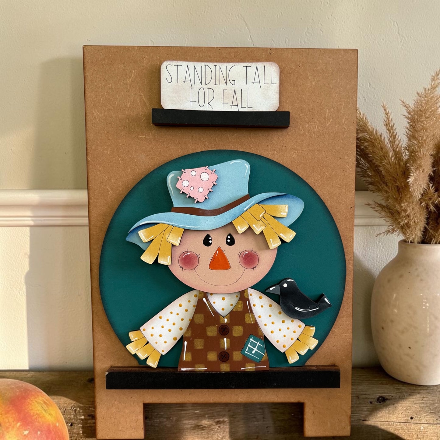 Scarecrow Easel Globe Insert | Fall Interchangeable Decor