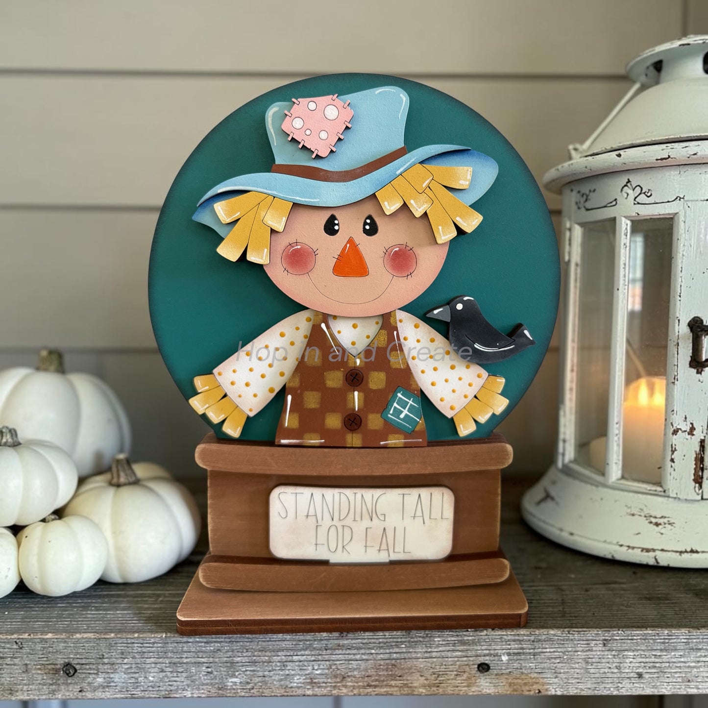 Scarecrow Easel Globe Insert | Fall Interchangeable Decor