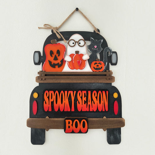 Halloween 4 (Spooky Season) Hanging Truck | Cutting Board