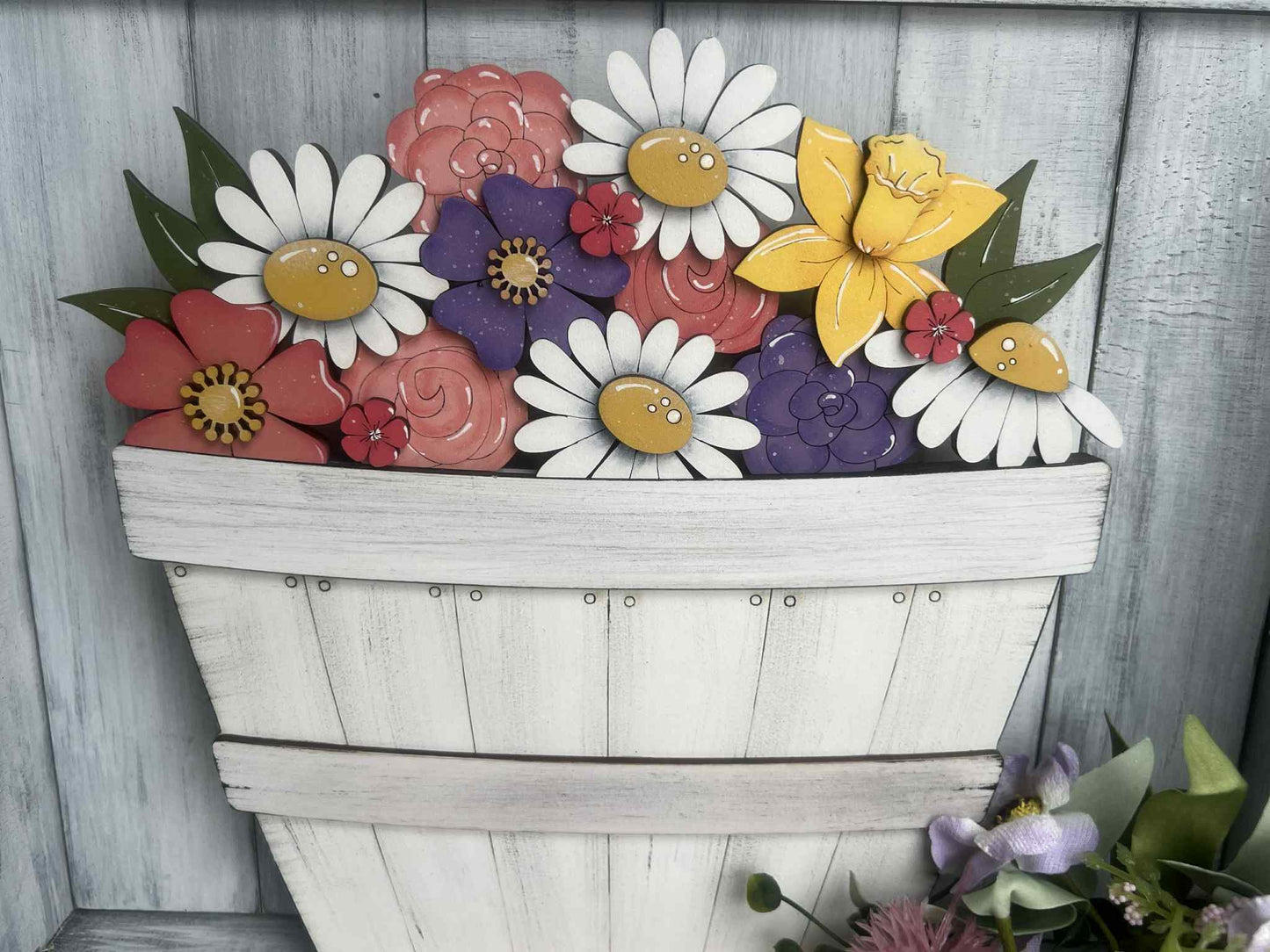 Spring Flowers 2 Basket Insert – Full Size | Interchangeable Spring Decor