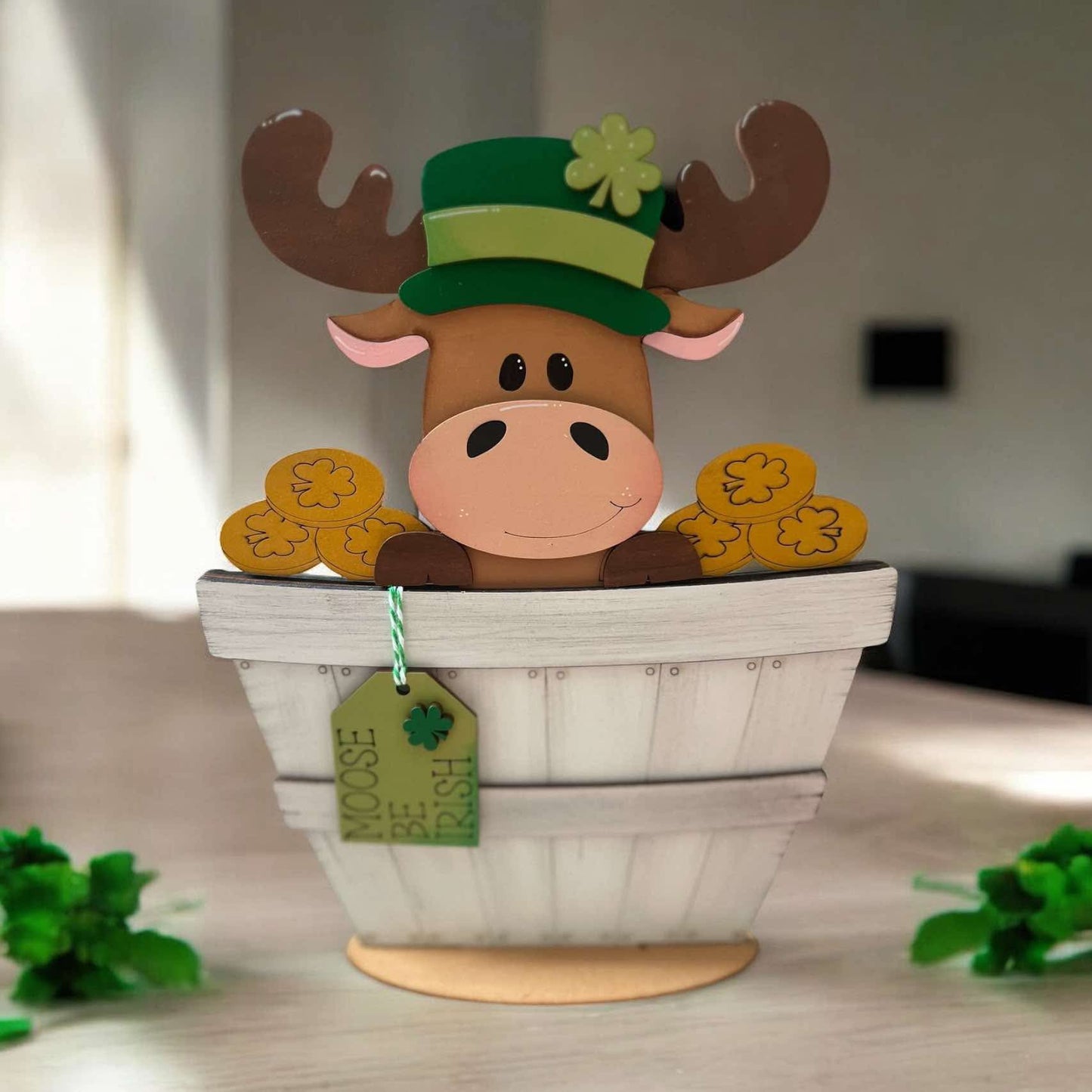 St. Patrick’s Moose Gold Coins Basket Insert – Full Size | Interchangeable St. Patrick's Decor