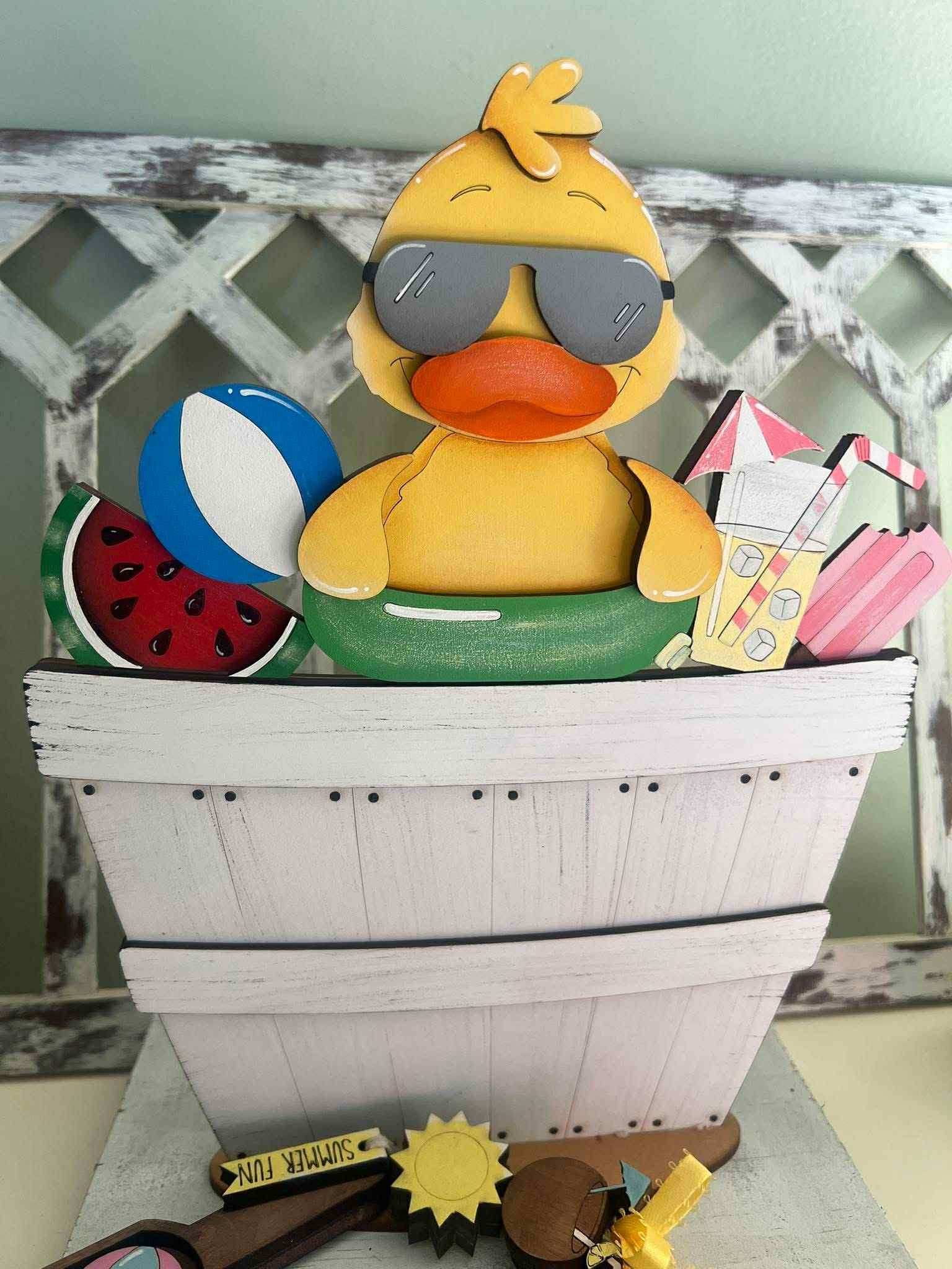 yellow duck ready for summer with sunglasses