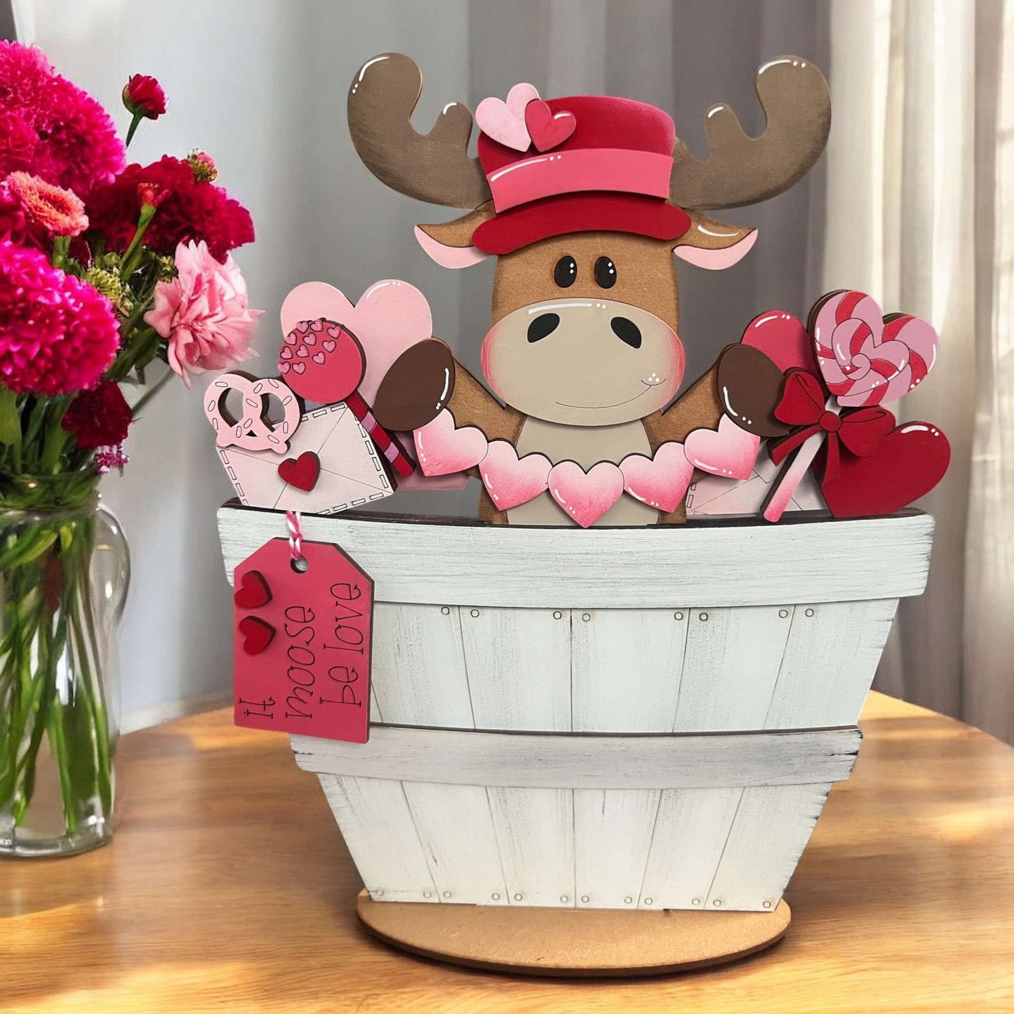 Valentine Moose Basket Insert – Full Size | Interchangeable Valentine Decor